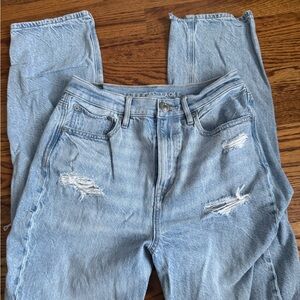 American Eagle Outfitters Light Blue Distressed Straight Leg Jeans